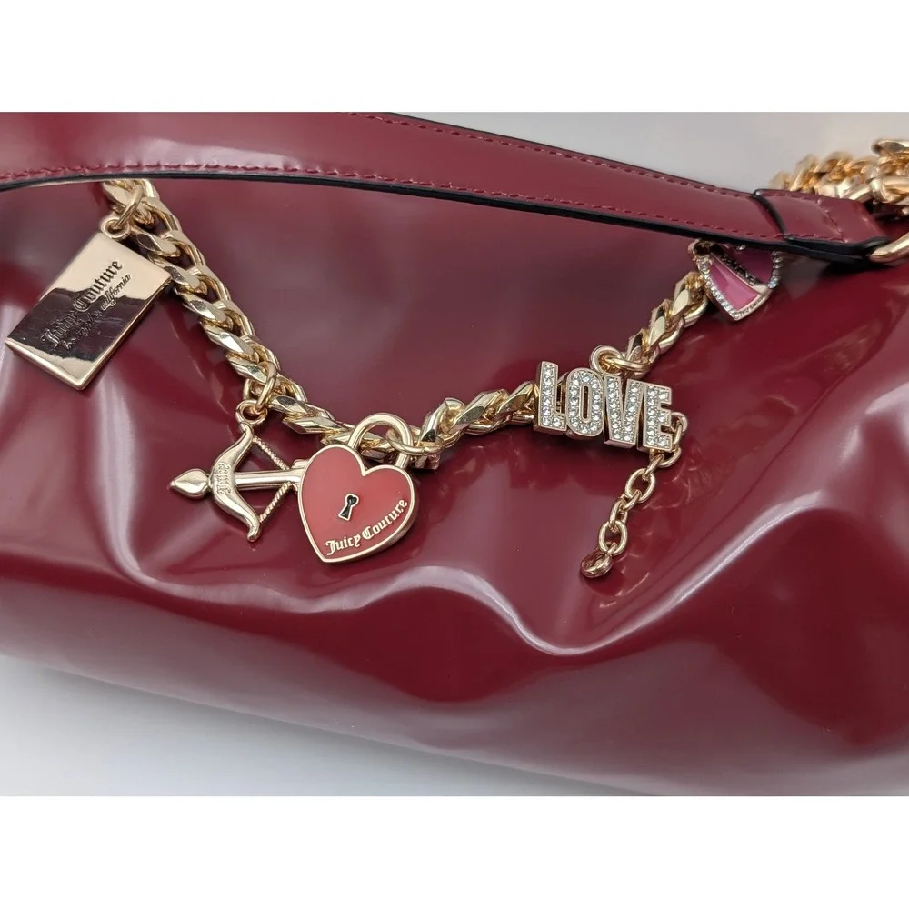 Juicy Couture Shoulder Bag Women OS Deep Red Love Comes Softly Barrel Charms New